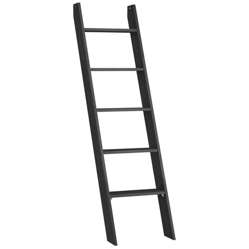 5-Tier Modern Farmhouse Blanket Ladder Shelf with Freestanding Wood Ladder Rack - Maroon Brown Storage Shelf Suitable for Living Room, Space-Saving Furniture for Blankets, Books, Decor, Bedside or Organization, Towel Racks