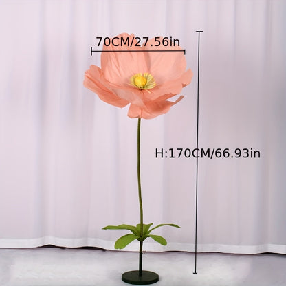 1pc, Super-large Poppy Artificial Flowers Fell To The Ground, Visited The Shopping Mall, Shop Window Decoration, Wedding Scene Decoration, Artificial Fake Flowers, Paper Flowers, Paper Art Flowers