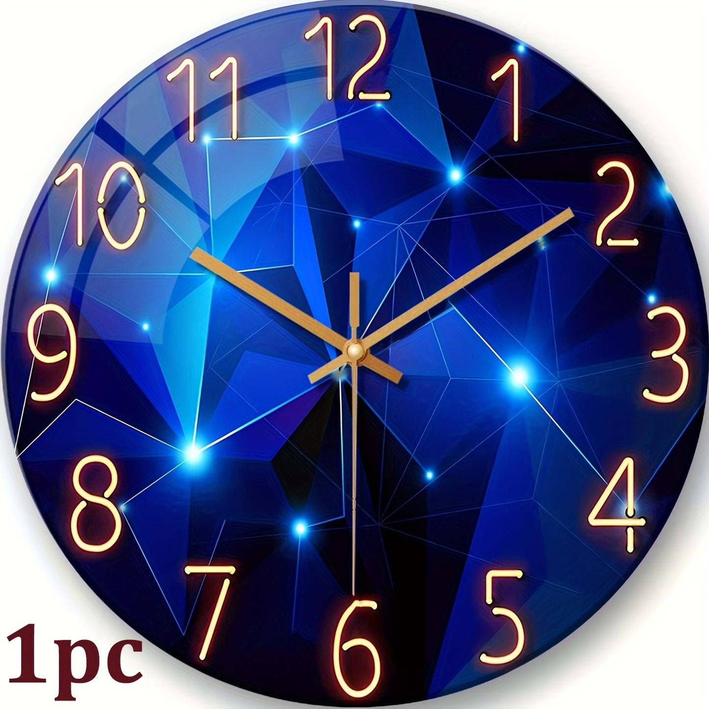 12-24 Inch Modern Blue Glass Wall Clock Large - Deep Blue Decoration, Silent Non-Ticking Quartz Movement, Battery Operated, 4mm Thick Tempered Glass - Suitable for Living Room, Bedroom, Office - Holiday Home Decor Gift, Bedroom Clock, Fantasy Design