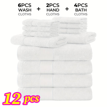 Luxury 12/24pcs Bath Cloths Set, Hotel Quality Thick Bath Cloths | Highly Absorbent & Quick-Dry | 4 Bath Cloths & 6 Hand & 2 Washcloths, Cotton For Hotel Spa Gym & Home Bathroom Essentials, Wash Cloths