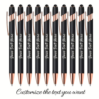 Personalized Metal Ballpoint Pens 10pcs Custom Engraved with Name or Logo - Smooth Black Ink, Elegant Business Gift Pens for Daily Office Use, Christmas, Thanksgiving, Halloween, Corporate Giveaways
