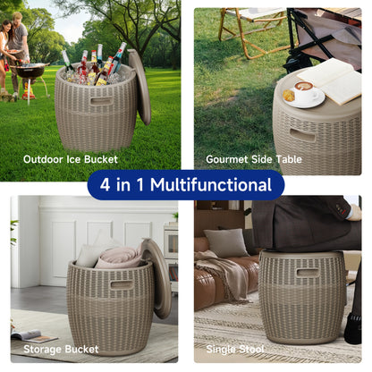 Portable Insulated Ice Bucket with Drain Plug - Large Capacity Food-Grade Plastic Cooler for Parties, Camping, BBQ, Beach & Outdoor Events - Commercial & Home Use, Ice Bucket for Party