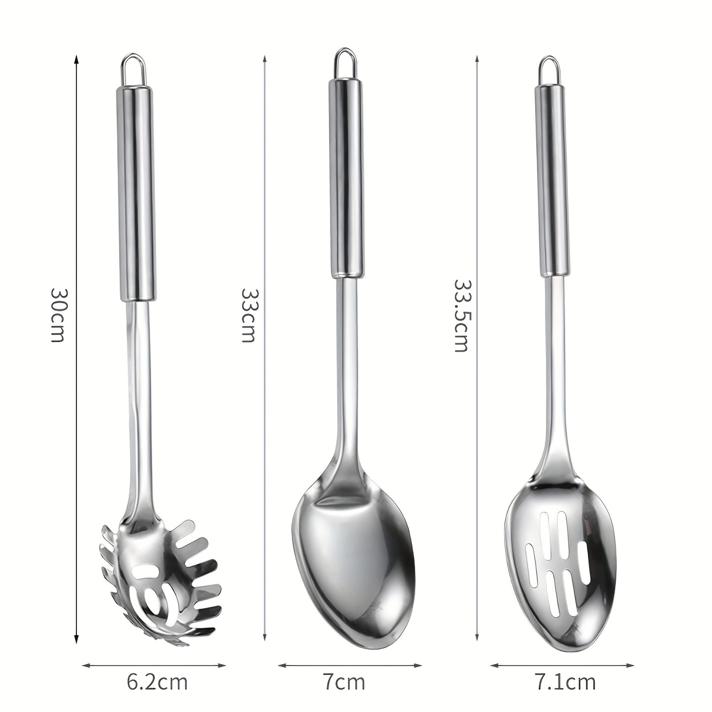 9pcs 304 Stainless Steel Cooking Utensil Set for Nonstick Cookware - Ergonomic Heat-Resistant Handles, Dishwasher Safe, Space-Saving Kitchen Tools with Hanging Holes - Gift for Home & Commercial Chefs, Best for Christmas, Perfect for Thanksgiving