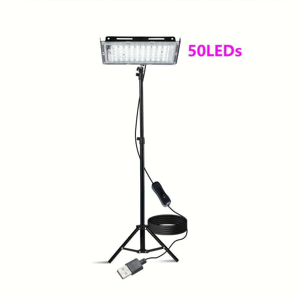 Construction Site Lighting, Large Illumination Range, Very Bright 6000K, DC 5V, USB Plug, with Bracket, Freely Adjust The Height And Angle Of The Lamp Body, Suitable for Lighting In Construction Sites, Offices, Workshops, Barns, Markets, Etc