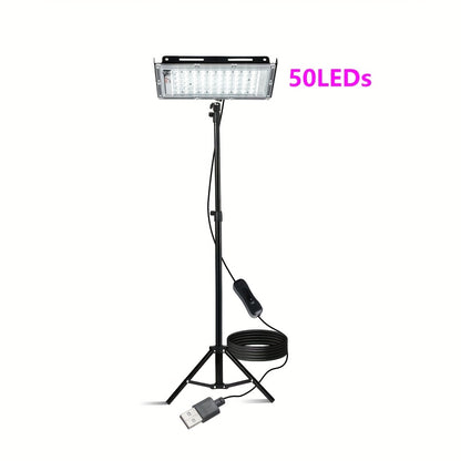 Construction Site Lighting, Large Illumination Range, Very Bright 6000K, DC 5V, USB Plug, with Bracket, Freely Adjust The Height And Angle Of The Lamp Body, Suitable for Lighting In Construction Sites, Offices, Workshops, Barns, Markets, Etc