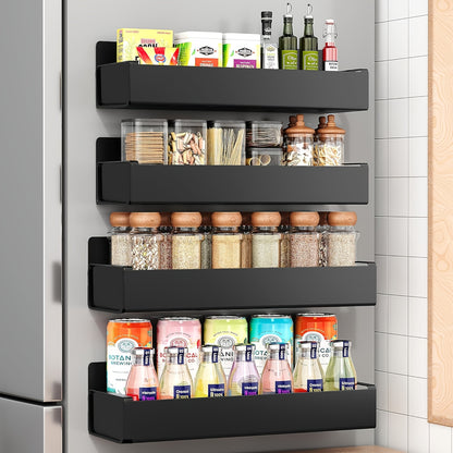 2/4 Movable Metal Refrigerator Magnetic Storage Rack, Multi-purpose Kitchen Bathroom Storage Box, Space-saving Multi-functional Organizer, Simple Appearance.