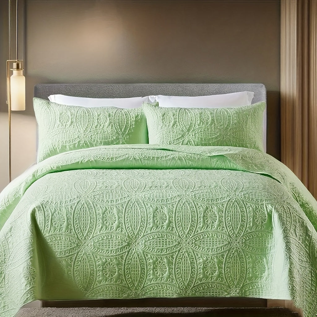 3pcs Bed Quilt Set, Bedding Set Soft Comfortable for Bedroom, Guest Room (1*Bed Quilt + 2*Pillowcases, Without Core)