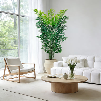 Artificial Palm Tree Fake Indoor Plant – 4/5/6FT Faux Tropical Areca Palm with Realistic Leaves, Planter Options, for Living Room Bedroom Office Patio Home Decor
