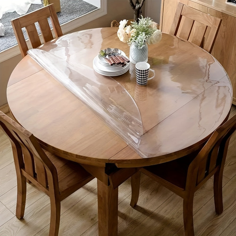 1pc Clear Tablecloth, Round PVC Table Cover, 2Mm Table Protector, Easy to Clean, Scratch-Resistant, Vinyl Circle Table Top Protector for Restaurant, Dining Table, Coffee Table, Outdoor Picnic