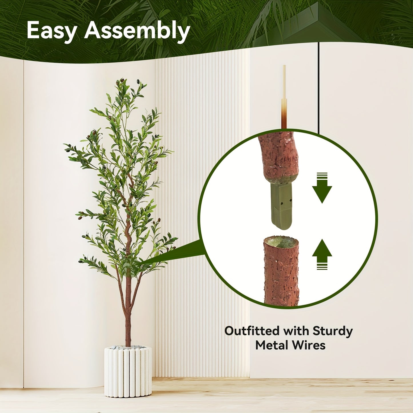 Realistic Artificial Olive Tree with Container | Large Multi-Trunk Design | Indoor & Outdoor Decor | Includes Leaves and Fruits