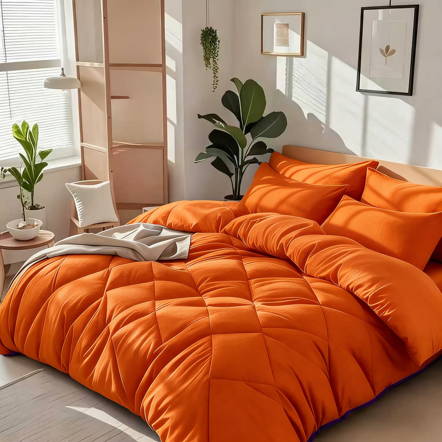 Cooling Comforter Set 2/3 Pcs – Soft Fluffy Microfiber Lightweight Breathable Quilt, Rhombus Grid Solid Color Bedding for All Seasons, Twin Queen King – Multiple Colors Available