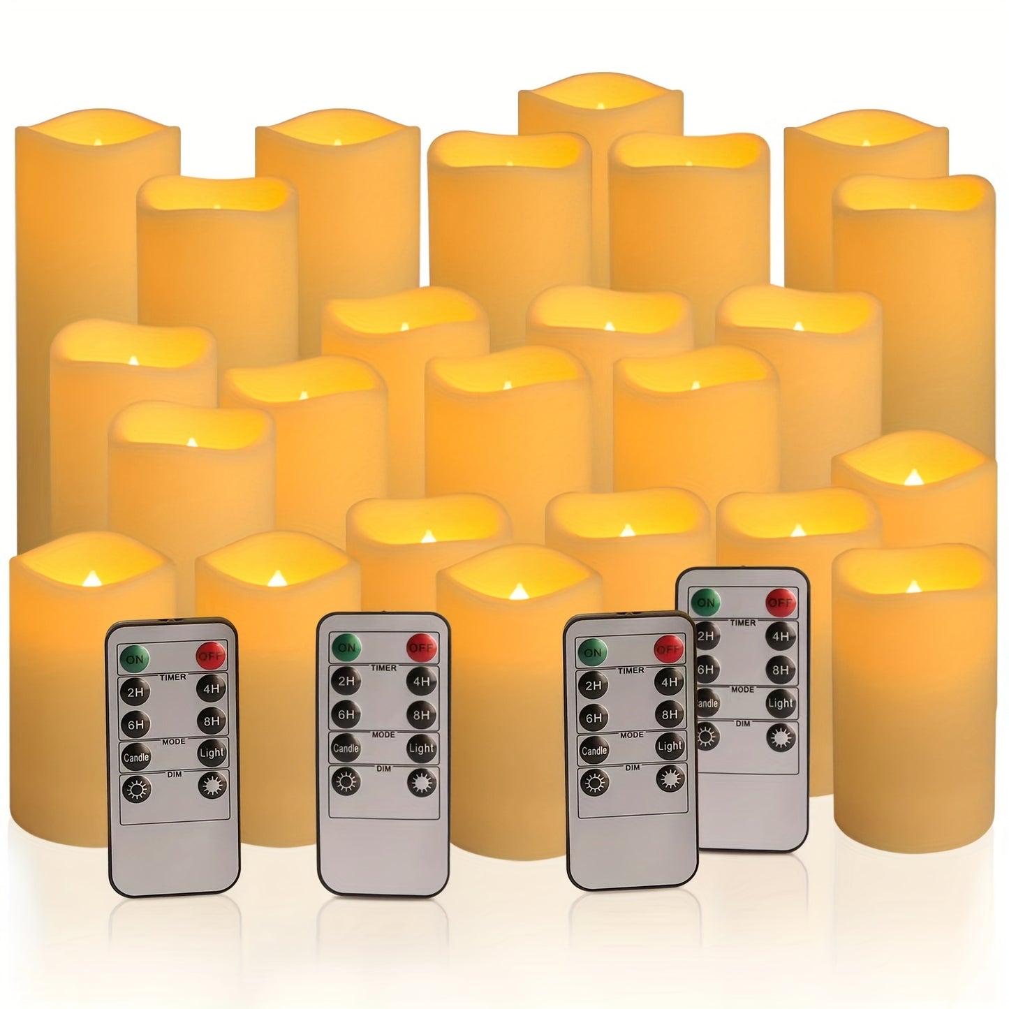 24 Indoor Outdoor Flameless Candles/Set, LED Candles, with 4 Remote Controls And Timer (4 "High 5" "6" *2). 2"") Halloween Wedding Decoration, Home Decoration, Gift Giving, Battery Powered (No Plug) IP44