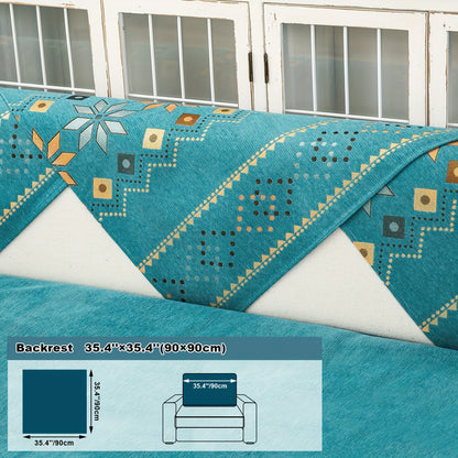 1pc Bohemian Chenille Sofa Cover Suitable for Sofa Sizes (Single to Four-Seater) - Thick Plush Non-Slip Couch Cover with Geometric Embroidery, Chenier Fabric Slipcover Fits for Sectional Sofas, Machine Washable Furniture