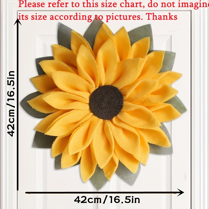 Sunflower Wreath for Front Door - Artificial Floral Wall Hanging Decor for Indoor Outdoor Home Office, Wedding Festival Thanksgiving Farmhouse Decoration, Year-Round Seasonal Display
