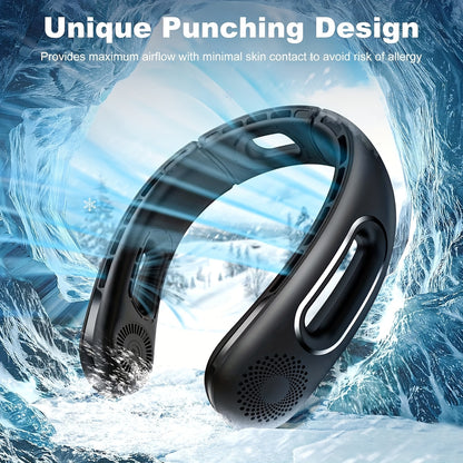 Portable Neck Fan, 360° Cooling Hands-Free Bladeless Fan, Long-Lasting 16H Battery, 4 Speeds, USB Rechargeable, Wearable Personal Fan for Women & Men, Travel, Office, Outdoor, Stocking Stuffers, Camping Gear and Equipment