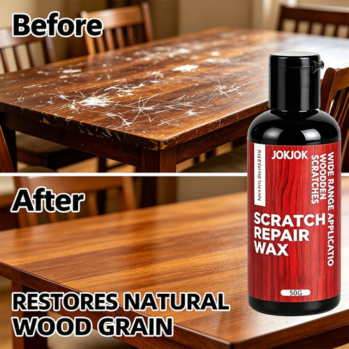 JOKJOK Wood Scratch Repair Wax - Hardwood Floor & Furniture Restorer - for Mahogany Solid Wood Cabinets Doors Windows Tables - Fix Scratches Restore Luster - Wood Care Polish Prevent Drying Aging for Home Daily Use