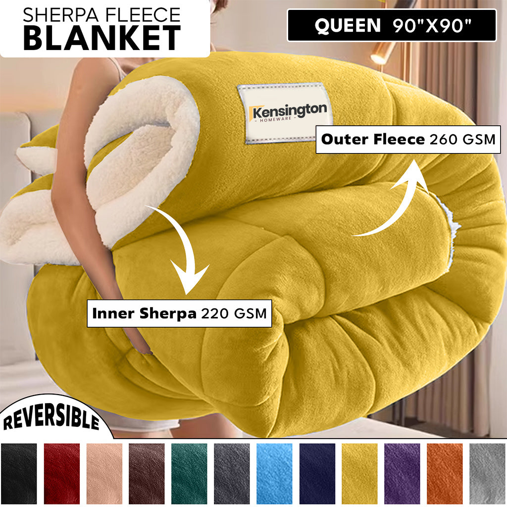 480GSM Heavy Sherpa Fleece Blanket – Double-Sided Warm Throw for Couch, Bed, Office and Travel, Reversible All Season Comfort, Room & Sofa Decoration, Holiday Gift, Sofa Blankets