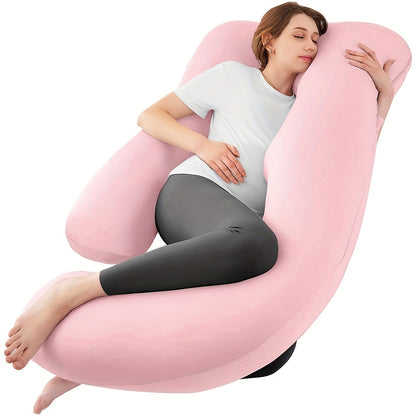60-inch J-Shaped Full Body Pillow, Maternity Pillow, Maternity Full Body Pillow with Velvet Pillowcase, Full Body Pillow with Back, Leg, And Tummy Support, Helps Ensure Adequate, Comfortable Sleep, Halloween And Christmas Gift