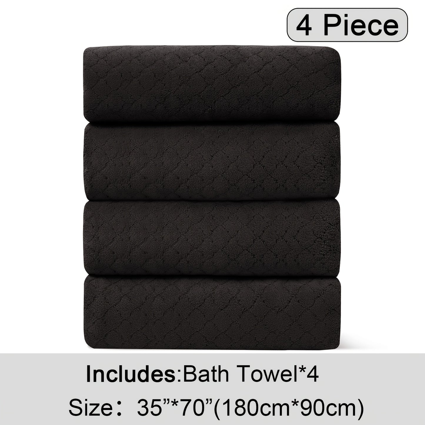 4pcs Oversized Bath Towel Set in Sleek Blue - Ultra Soft, Highly Absorbent, Quick-Dry Microfiber with Diamond Pattern - Includes 4 Bath Towels, and Matching Beach Chair Cover - Ideal for for Bathroom Hotels Gym, Valentine's Day Gift, Wash Cloths