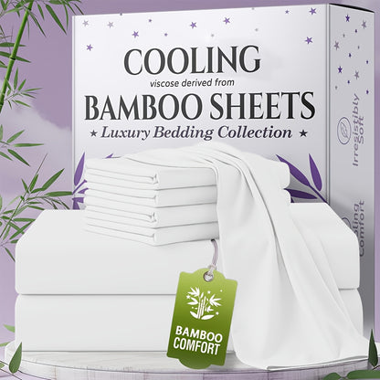 for extra Deep Pocket Bamboo Sheets Set - 4/6pcs Breathable & Cooling Bamboo Bed Sheet Set, Kid Sheet & Pillowcase Sets, Hotel Luxury, Soft Wrinkle-Free For Extra Deep Mattresses, Room Decor