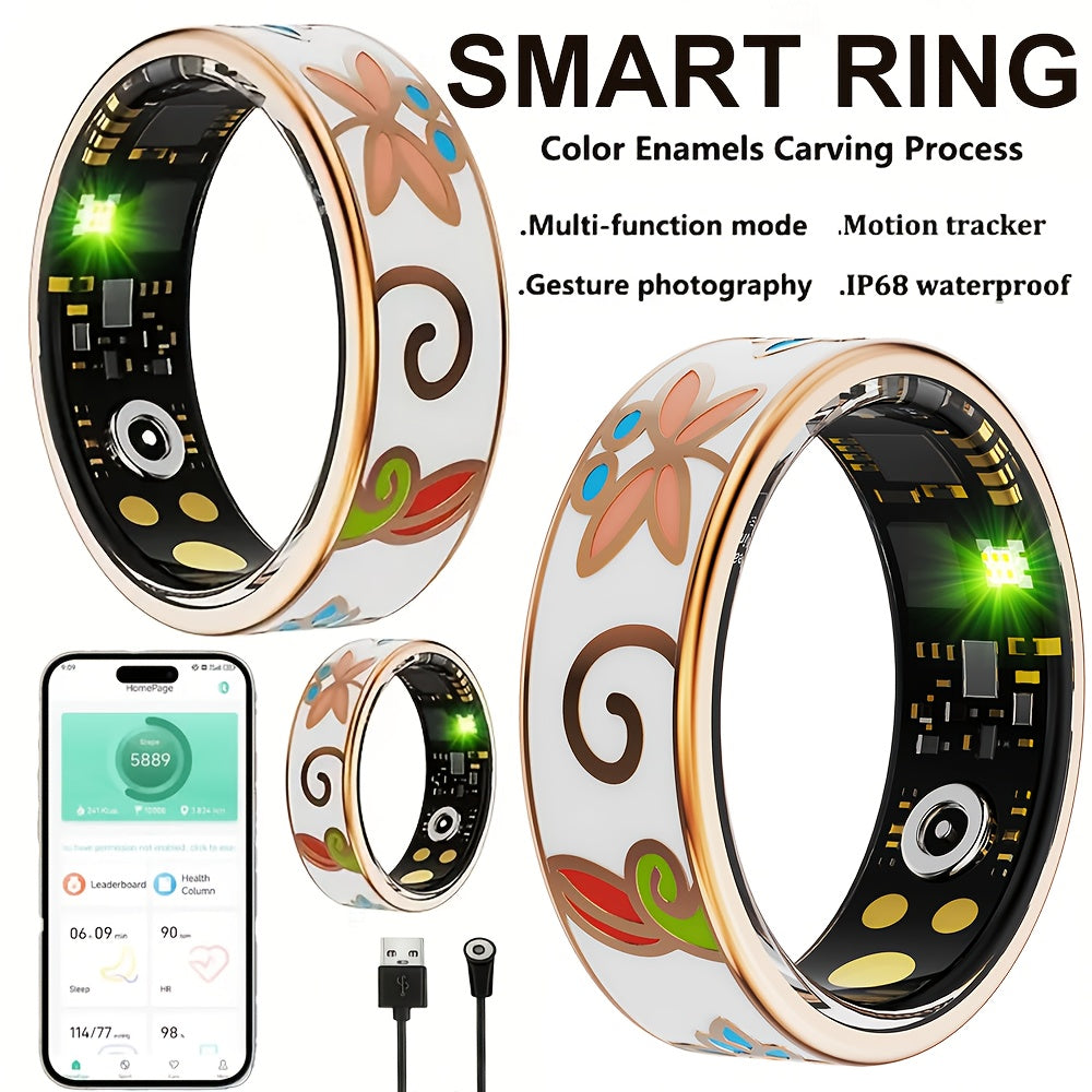 Women's Smart Ring Fitness & Sleep Tracker – Step, Distance & Calorie Monitor, IP68 Waterproof, Bluetooth 5.3, iOS & Android, Elegant Daily Accessory, Gift for Mom & Girlfriend