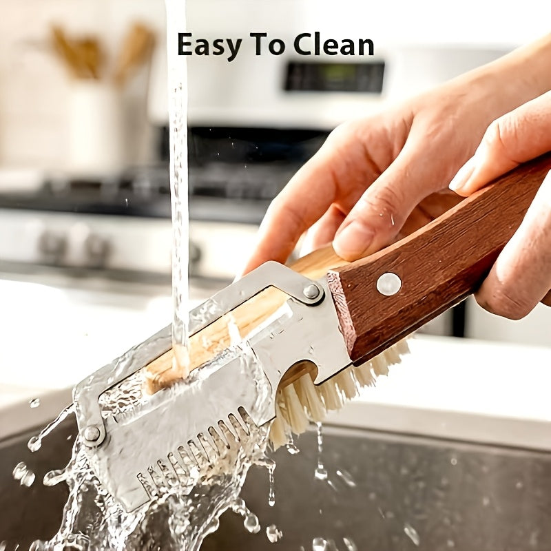 2pcs Heavy-duty Stainless Steel Fruit and Vegetable Peeler and Slicer Set, Equipped with Scallion Cutter. Multi-functional Kitchen Gadgets with Straight Blade and Ergonomic Design, Premium Vegetable Peeler Featuring Wooden Handle and Bottle Opener