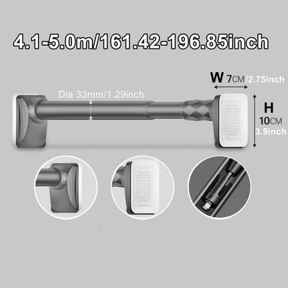 15.75inch - 196.85inch No Drilling Curtain Rail 33Mm Diameter Telescopic Shower Curtain Rod, Extendable Telescopic Rod, Long Adjustable Curtain Rod for Large Windows