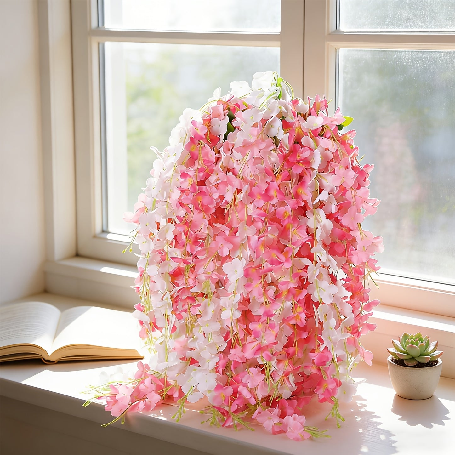 24 Pack Wisteria Hanging Flowers, Hanging Flowers, Wisteria, Fake Hanging Flowers, Fake Wisteria, Hanging Flowers for Decoration, Wedding, Garden, Wall Decoration, 3.6 Feet Long