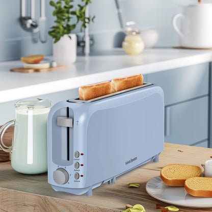 Slim Toaster 2-Slice Long Slot – 1.45" Wide Slot, 6 Shade Settings, Cancel/Reheat/Defrost, 750W, Removable Crumb Tray | 6 Colors