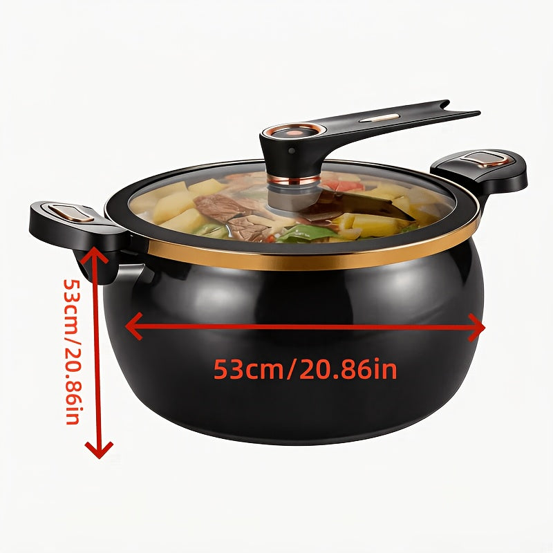 Large Capacity Soup Pot with Twist Lock Handle, Suitable for Quick Cooking, Non Stick Pot 1.85 US Gallon Multifunctional Cooking Pot, Gas Stove, Open Flame And Induction Cooker, Universal Stew Pot for Households, Restaurants