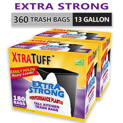 44/85/104/130/170/180/360 Bags 13 Gallon Boxed Expandable Heavy-Duty Plastic Multipurpose Disposable Garbage Bags-Super Strong, Leak-Resistant, And Odor-Proof for Bedroom, Kitchen, Living Room, Outdoor, Toilet Use Trash Bag - Convenient Sanitary