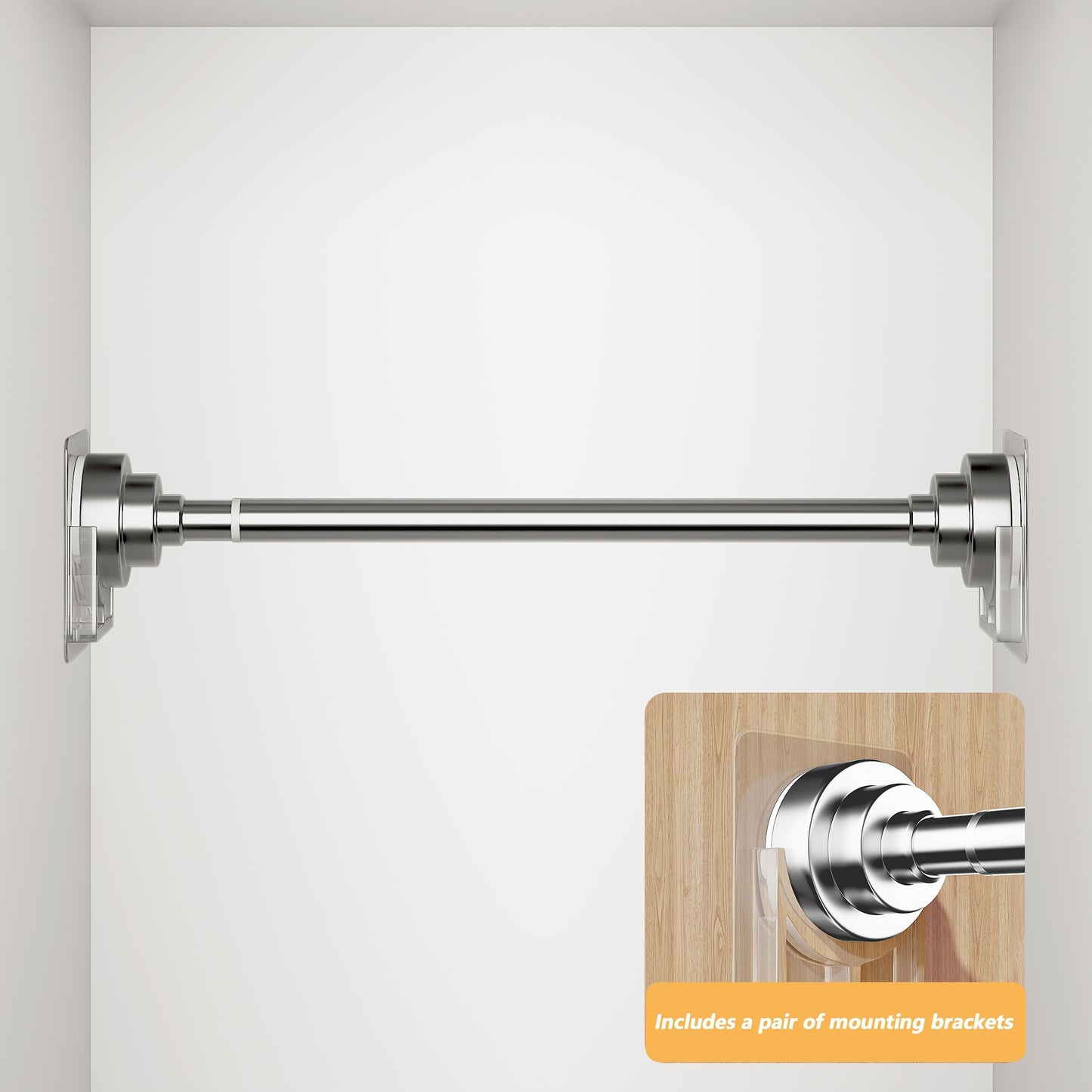 1pc Stainless Steel Tension Rod, Wardrobe Support Rod, Clothes Drying Rod, No Drilling Easy Installation, Suitable for Wardrobe, Bathroom, Bedroom