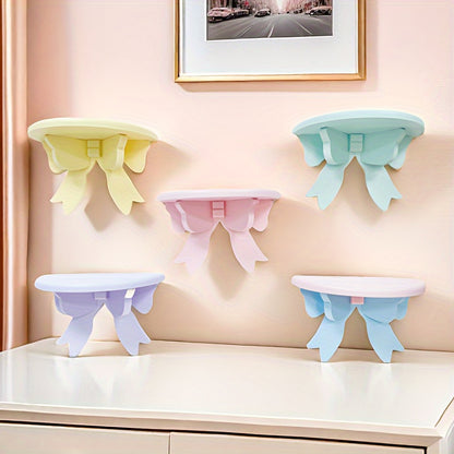 Wall-Mounted Wooden Bow Storage Shelf: Perfect for Bathrooms, Kitchens, or Living Spaces - No Electricity Required, Floating Shelves