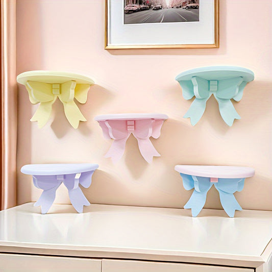 Wall-Mounted Wooden Bow Storage Shelf: Perfect for Bathrooms, Kitchens, or Living Spaces - No Electricity Required, Floating Shelves