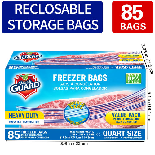Reclosable Food Storage Bags Heavy Duty Ziplock Seal Fresh-Keeping Bags for Fruits Vegetables Grains Meat Kitchen Organizer Multiple Sizes 0.25 Gal 1 Gal 2 Gal
