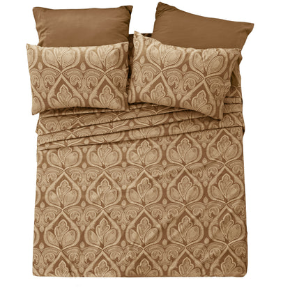 6/4 Piece Paisley Bed Sheet Set – Soft Brushed 100% polyester Wrinkle Free Sheets, Deep Pocket Fitted Sheet, Luxurious Printed Bed Sheets, All-Season Comfort