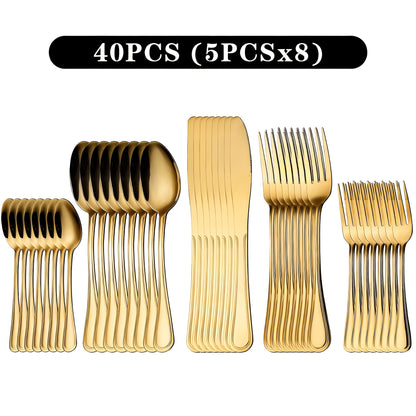 Stainless Steel Flatware Cutlery Set, 20/22/40/60/72pcs For 4/8/12, Silvery/Black, For Home Kitchen Restaurant Hotel, Kitchen Utensils Set, Mirror Polished, Dishwasher Safe, Perfect For Gifts And Weddings.Local Warehouse, Father'S Day Gifts