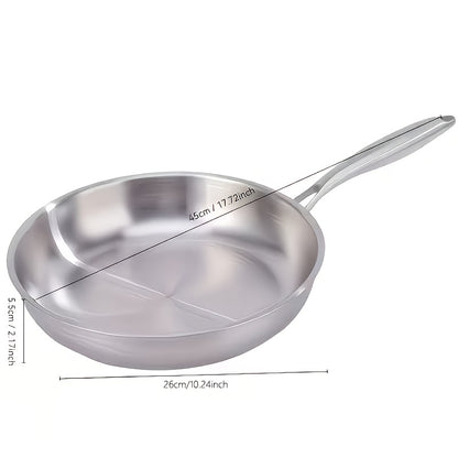 11in Triply Base Stainless Steel Frying Pan | Ergonomic Handle, Induction Compatible, Even Heat Distribution, Professional Restaurant Grade Cookware, 304 Stainless Steel, Dishwasher Safe