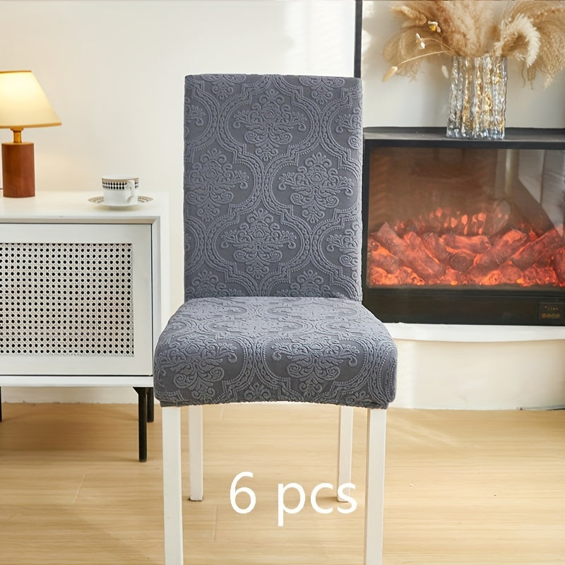 4/6pcs Chair Covers, Stretch Kitchen Dining Room Chair Covers Set Of 6, Removable Washable Dining Chair Slipcovers for Home, Hotel, Banquet