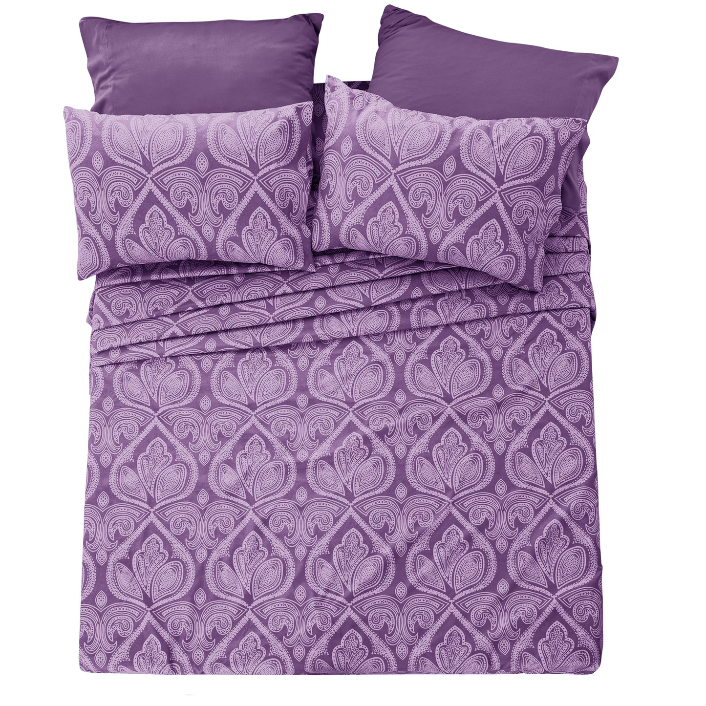 6/4 Piece Paisley Bed Sheet Set – Soft Brushed 100% polyester Wrinkle Free Sheets, Deep Pocket Fitted Sheet, Luxurious Printed Bed Sheets, All-Season Comfort