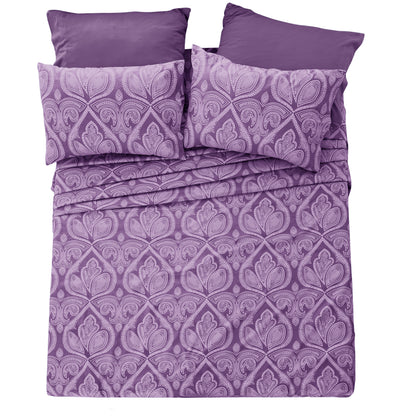 6/4 Piece Paisley Bed Sheet Set – Soft Brushed 100% polyester Wrinkle Free Sheets, Deep Pocket Fitted Sheet, Luxurious Printed Bed Sheets, All-Season Comfort
