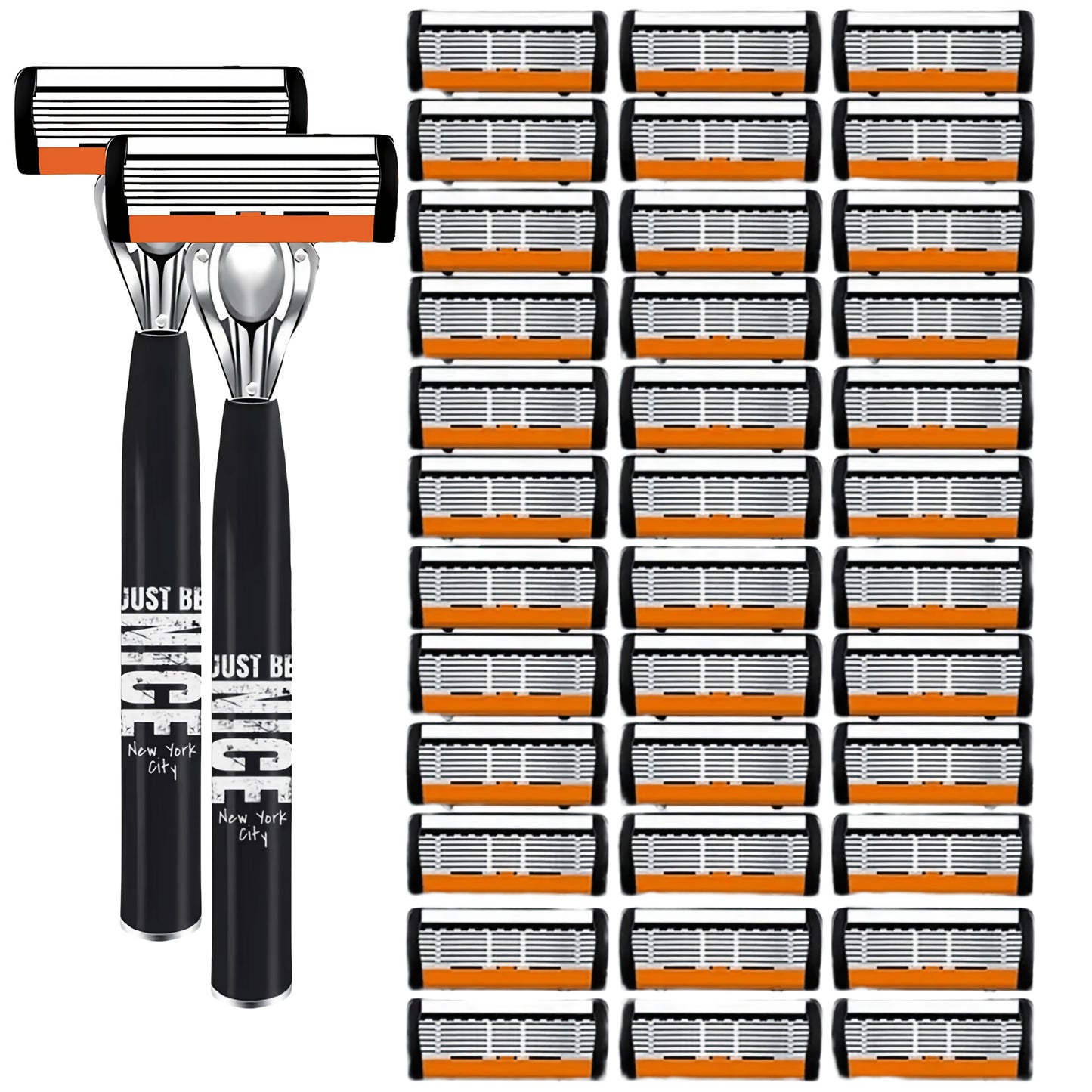 2 Handles And 36 Blades, Men'S Safety Razor, Perfect for Shaving And Grooming Beards, Non-Slip Grip, Great Gift for Men