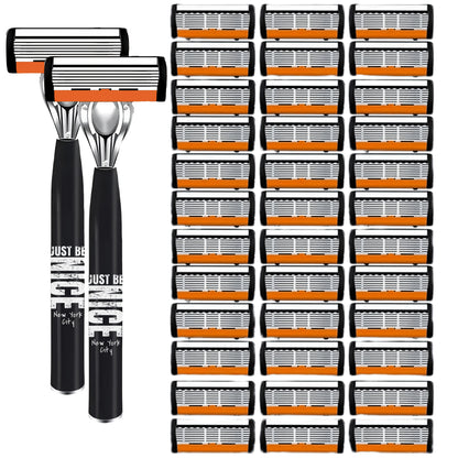 2 Handles And 36 Blades, Men'S Safety Razor, Perfect for Shaving And Grooming Beards, Non-Slip Grip, Great Gift for Men