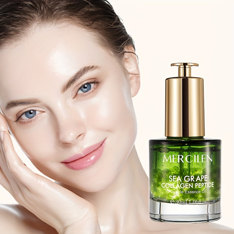Sea Grape Collagen Peptide Essence Oil Squalane Moisturizing Face Serum Alcohol-Free Anti-Aging Skin Brightening Unisex Skincare for Sensitive Skin