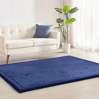 1pc Japanese Tatami Mat, Coral Velvet Mellow Mat, Baby Play Mat for Floor, 1.2 Inch Thick Crawling Rugs, Padded Foam Area Mat for Kids Playroom, Playpen, Nursery, Living Room, Yoga Mat, Non-Slip Backing
