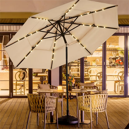 1pc Solar Powered Patio Umbrella Light with 104 LED Lights, Outdoor Market Umbrella Lamp with 8 Modes Remote Control, for Backyard, Deck, Poolside, Beach, Garden, Camping, Party Decoration, Tan, Battery Included