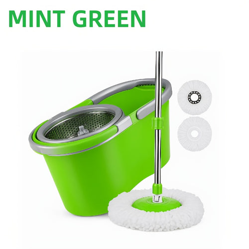 Spin Mop and Bucket Set with Wringer, 360° Spinning Mop and Bucket System with 4 Microfiber Mop Heads and Free Soap Dispenser, Extended Handle Self-Wringing Mop for Hardwood Tile Laminate Floor Cleaning