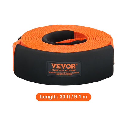 VEVOR Heavy Duty Tow Strap Recovery Kit 3" x 30 ft (MBS-36,000 lbs) Tree Saver Winch Strap, Triple Reinforced Loop & Protective Sleeves & Storage Bag, 3/4" D-Ring Shackles, for Truck Jeep SUV ATV