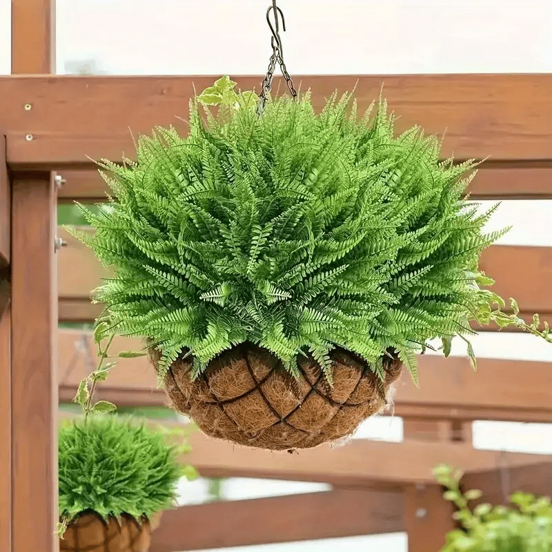 10 pack Artificial Plants Fake Boston Fern Plastic Fake Ferns Large Faux Ferns for Outdoor Artificial Greenery Plants for Indoor Garden Office Porch Home Decor