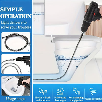 1pc Of 59.06 Inch Flexible Pipe Unclogger - Multifunctional Sink And Toilet Unclogger, Hair And Waste Removal Expert, Bathroom And Kitchen Drain Cleaner, Pipe Snake Accessory - Easy to Use, Durable, Space Saving Design